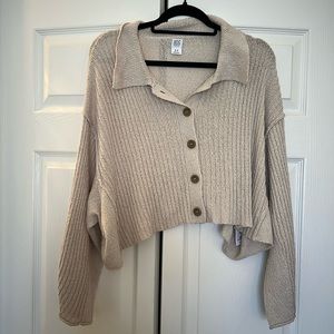 BDG Collared Cream Cropped Shirt Size Small